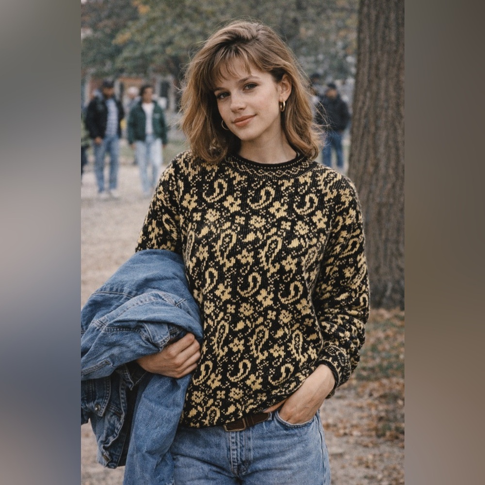 Vintage Metallic Gold Sweater Y2K 90s G4